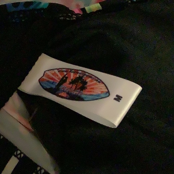 RINGO bikini top black white with beautiful colored flowers on it size medium - Picture 6 of 11